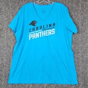 Nike Carolina Panthers T-Shirt Women XXL Blue V-Neck NFL Graphic Tee